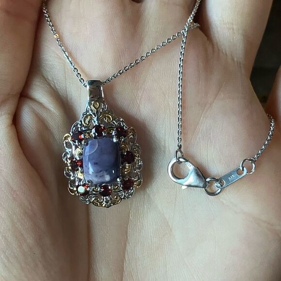 Rare Tiffany Stone Red Garnet Sterling Silver Necklace - Picture 9 of 9